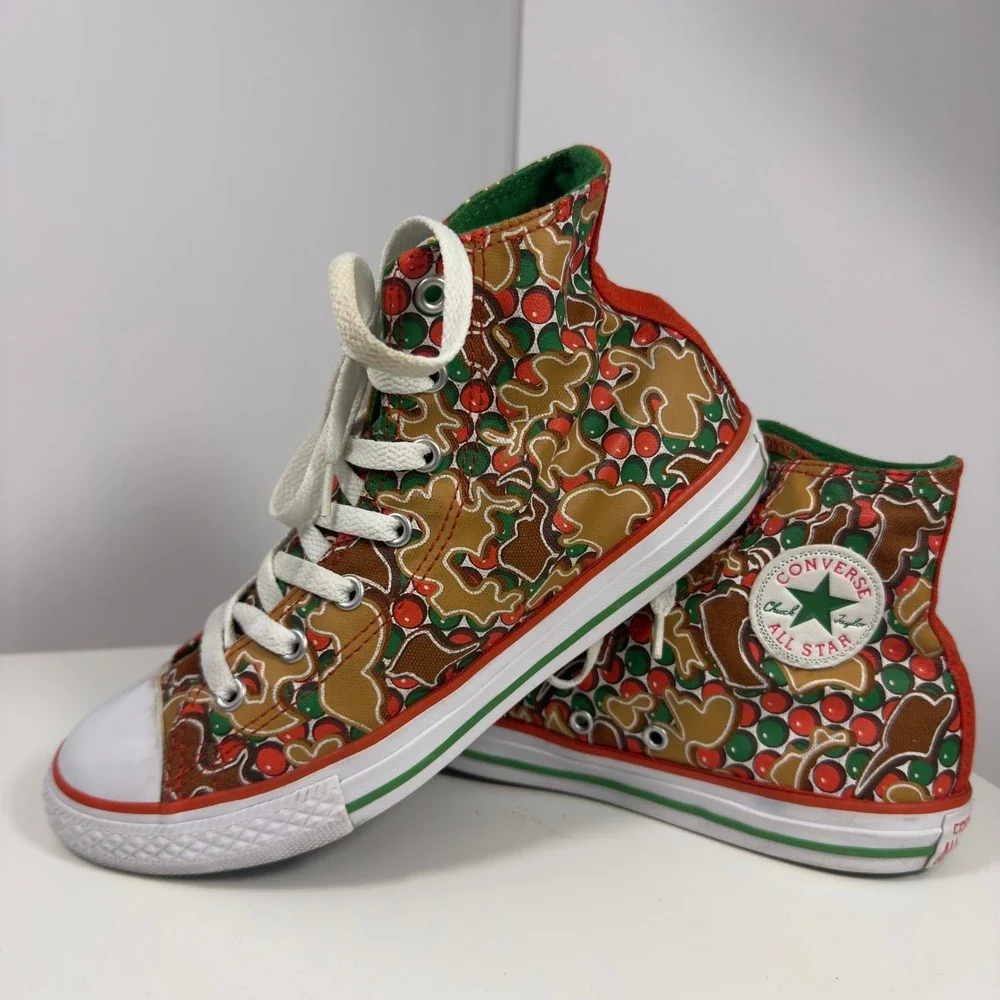 Converse Chuck Taylor All Star Junior 4.5 Red Green Gingerbread Christmas Hi Top